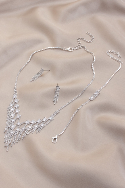 Bridal Rhinestone Bracelet Necklace Set Clear