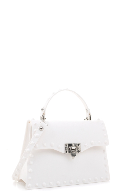 Smooth Jelly Stud Buckle Crossbody Bag White