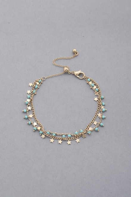 Dainty Star Charm Beaded Dangle Bracelet Turquoise