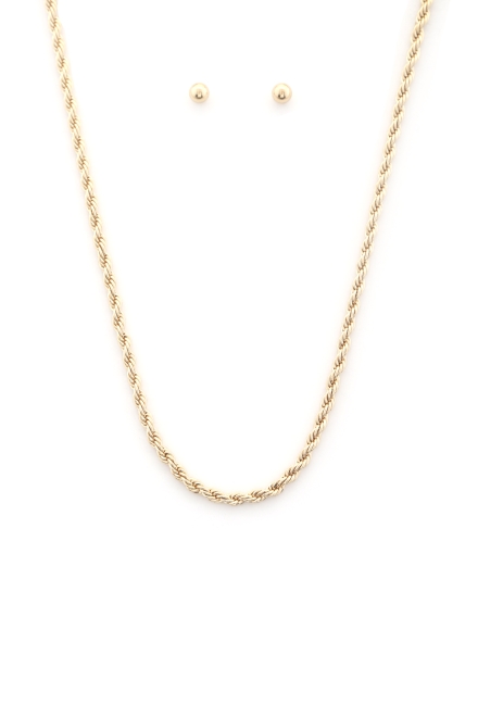 Rope Link Metal Necklace Gold