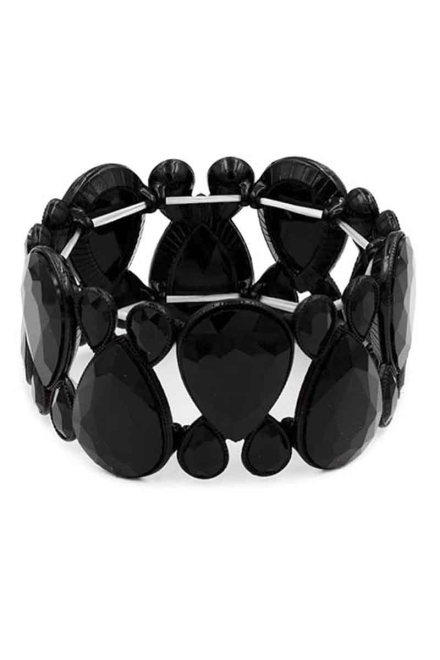 Gem Crystal Stone Stretch Bracelet Black