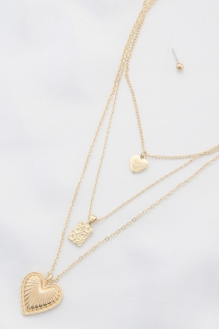 Heart Pendant Layered Necklace Gold