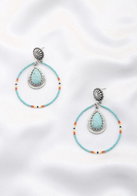 Rodeo western style stone earring Turquoise