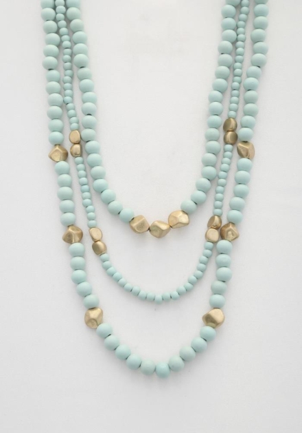 Beaded Layered Necklace Mint
