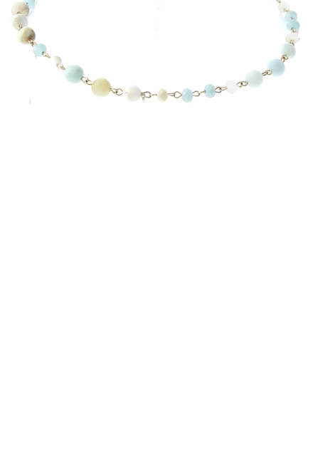 Natural Stone Station Necklace Blue