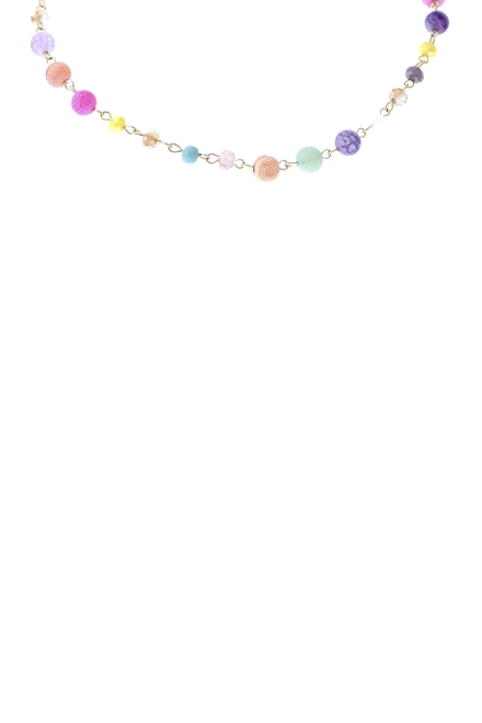 Natural Stone Station Necklace Multi-Color