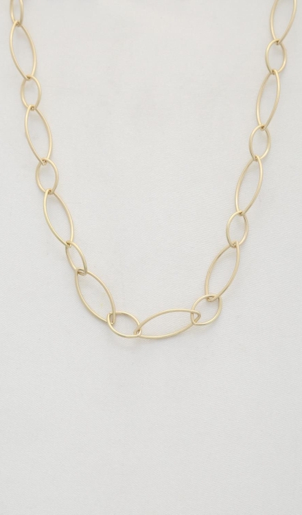Oval Link Metal Necklace Gold