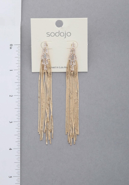 Sodajo Crystal Metal Chain Dangle Earrings Measurements