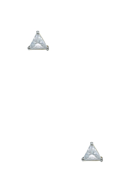 Triangle 7mm Crystal Stud Earrings Silver