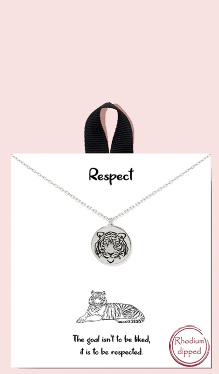 18k Rhodium Dipped Respect Necklace