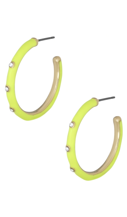 Color Metal Hoop Earring Yellow
