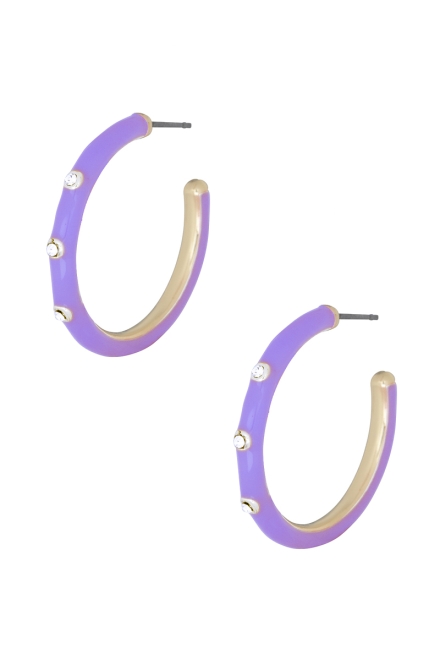 Color Metal Hoop Earring Lavender