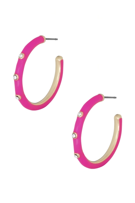 Color Metal Hoop Earring Pink