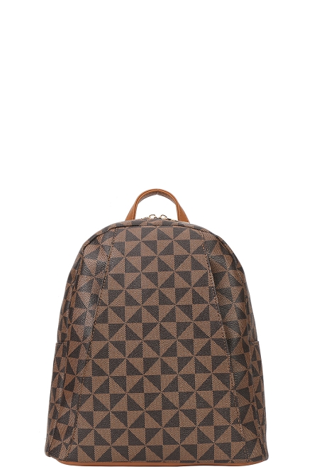 Curved Monogram Zipper Backpack Brown