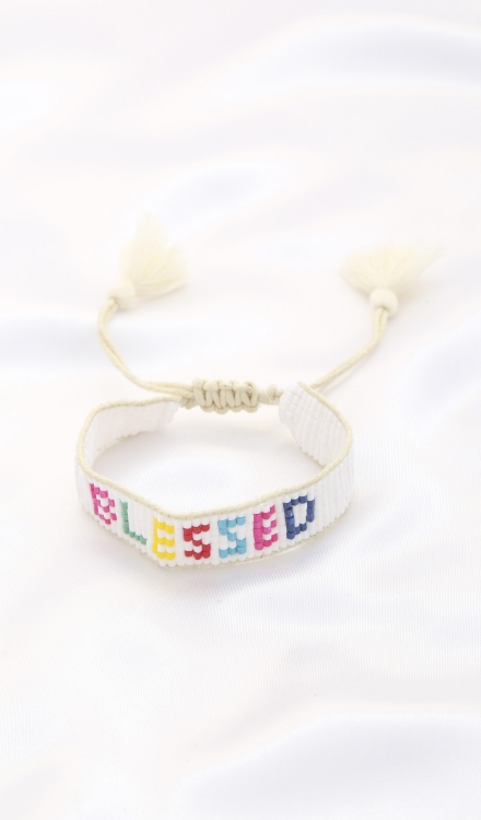 Blessed Bead Pull Tie Bracelet Multi