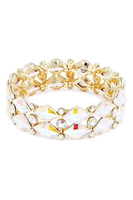 Crystal Color Stone Stretch Bracelet Gold Multi