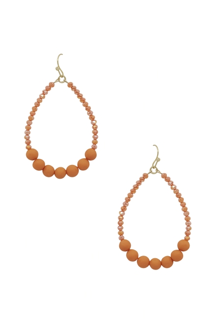 Clay Ball Accent Beads Teardrop Earring Orange