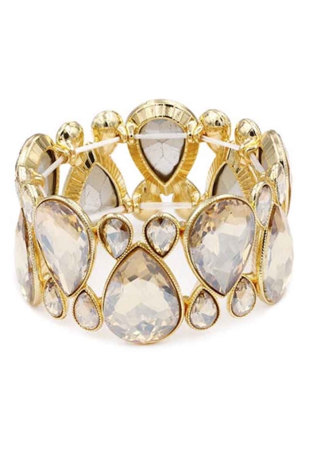 Gem Crystal Stone Stretch Bracelet Gold