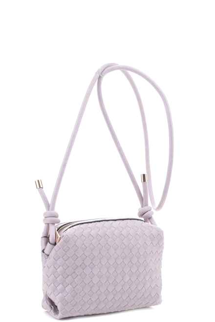 Braid Texture Zipper Crossbody Bag Lavender