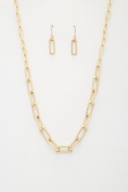 Paperclip Link Metal Necklace Gold
