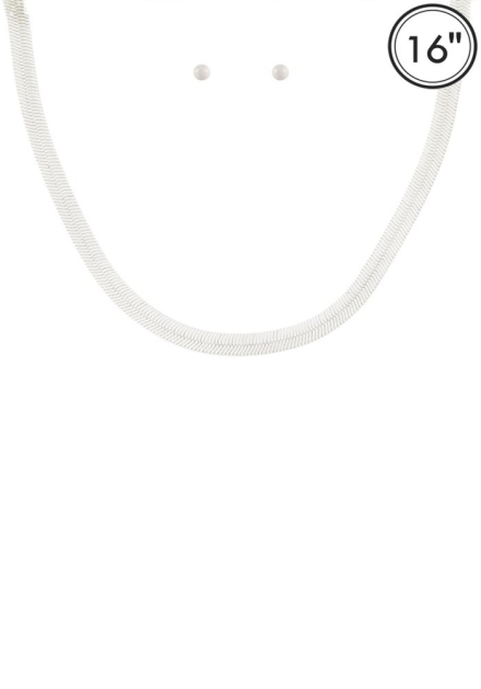 Aluminumcoating Herringbone Necklace And Earrings White