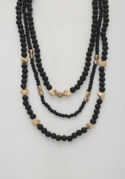 Beaded Layered Necklace Black