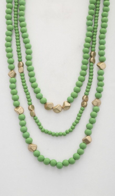 Beaded Layered Necklace Green
