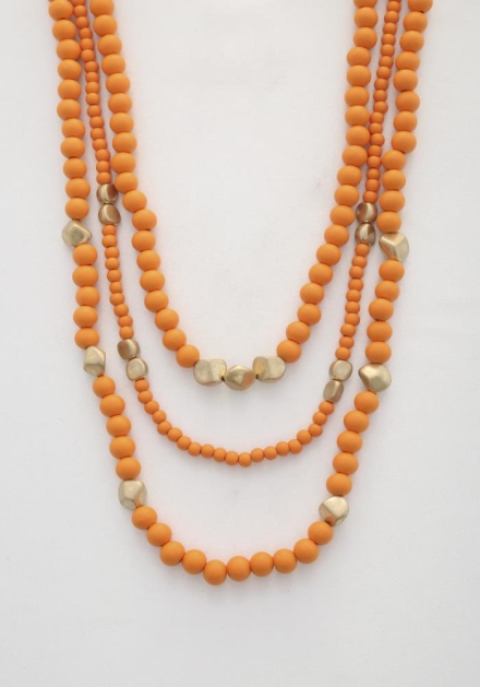Beaded Layered Necklace Orange