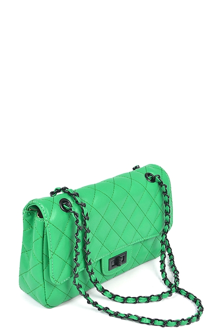 Classic Quilted Clutch Green