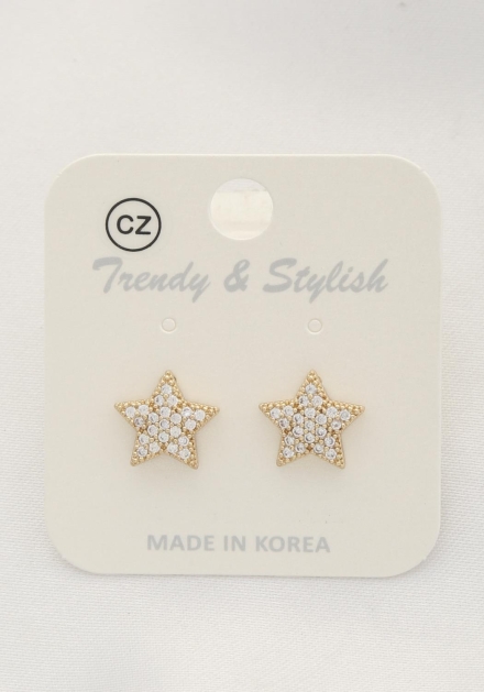 Crystal Star Post Earrings Gold