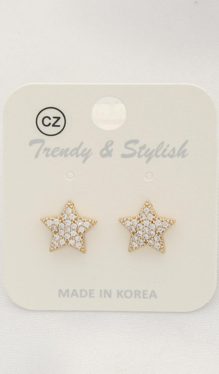 Crystal Star Post Earrings Gold