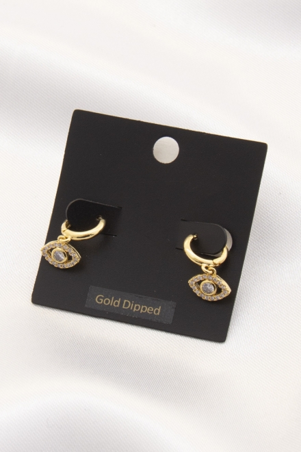 Dainty Evil Eye Charm Huggie Earrings Gold