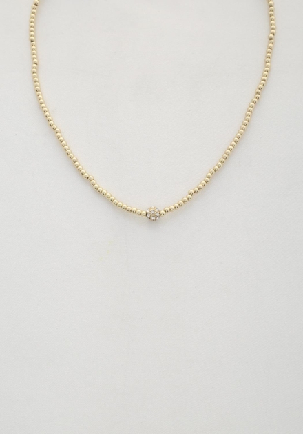 Dainty Round Coin Beaded Necklace Gold