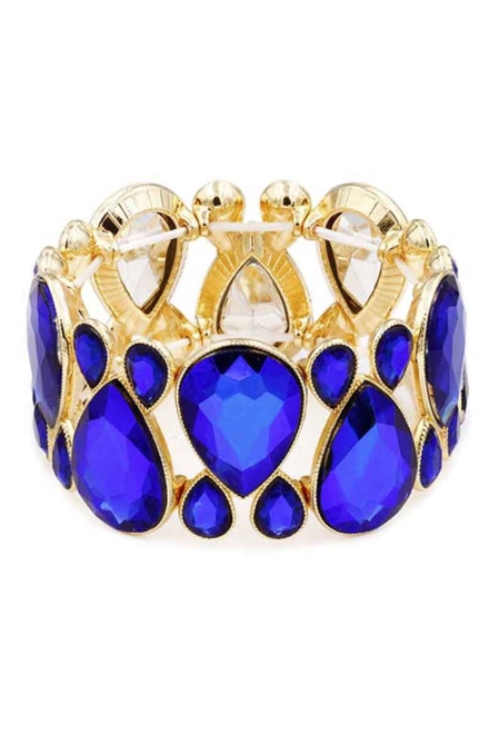 Gem Crystal Stone Stretch Bracelet Blue