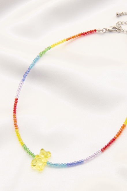 Gummy Bear Charm Beaded Necklace Multi Yellow
