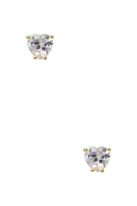 Heart 8mm Crystal Stud Earrings Gold
