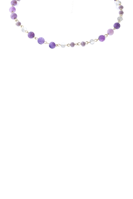 Natural Stone Station Necklace Purple