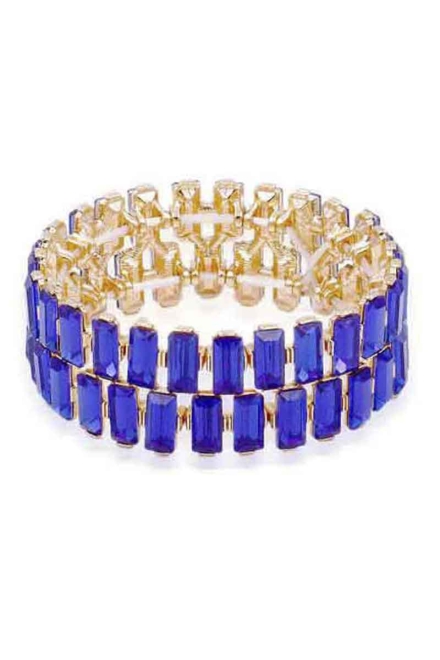 Rectangle Rhinestone Stretch Bracelet Blue