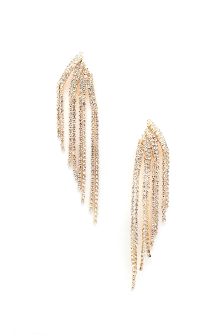 Rhinestone Dangle Earrings Gold