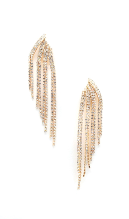 Rhinestone Dangle Earrings Gold