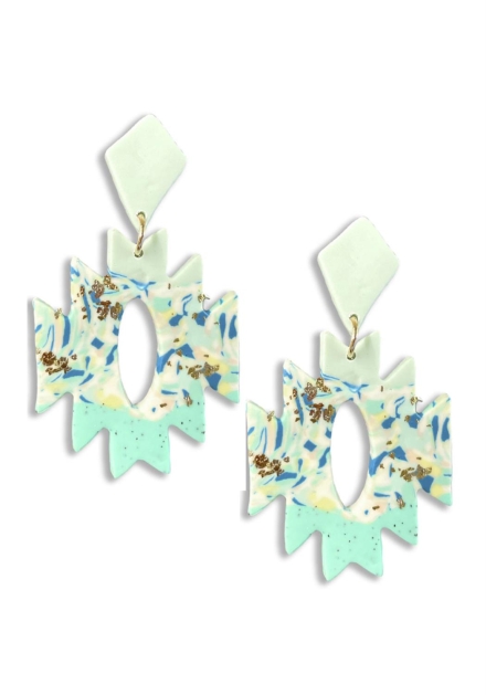 Rodeo western aztec shape dangle earrings Turquoise
