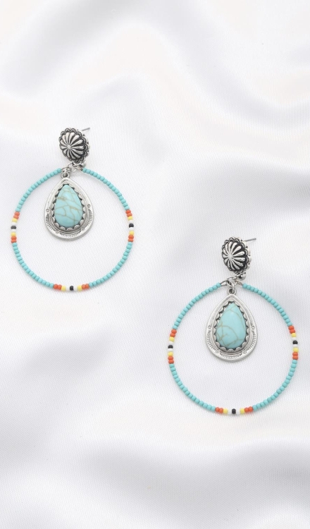 Rodeo western style stone earrings Turquoise