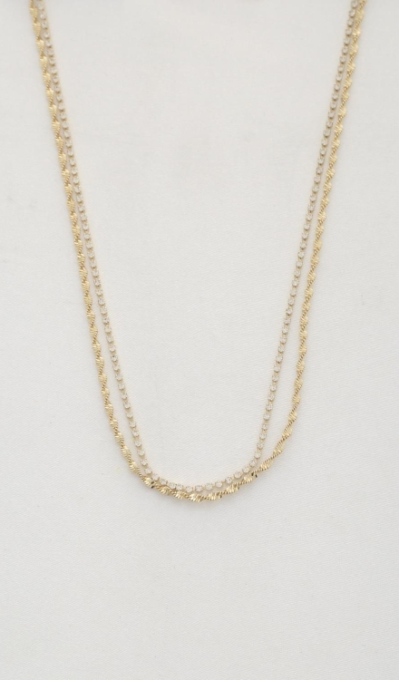 Rope Crystal Link Choker Necklace Gold