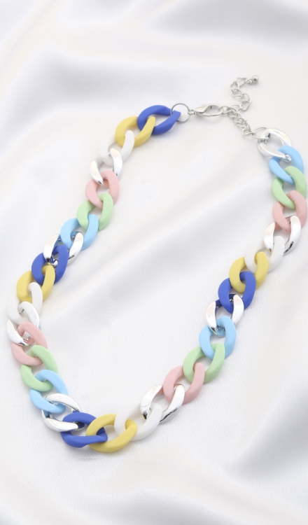 Soft Texture Curb Link Ccb Necklace Multi