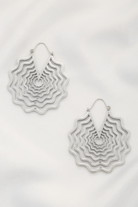 Spider Web Shape Metal Dangle Earrings Silver