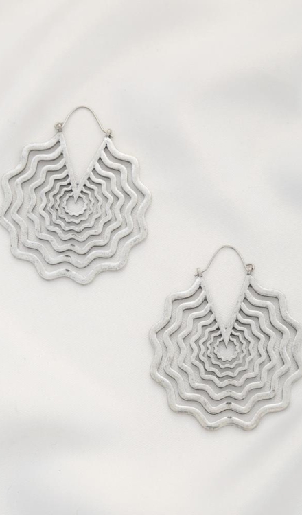 Spider Web Shape Metal Dangle Earrings Silver