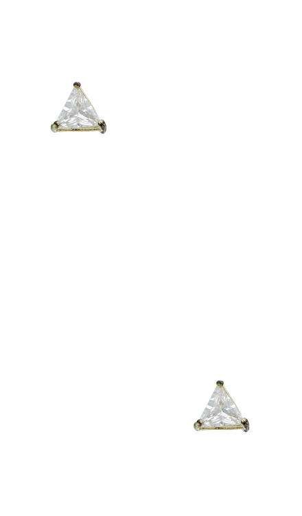 Triangle 7mm Crystal Stud Earrings Gold